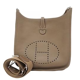 Hermès-Sac à épaule Hermes Evelyn 3PM en gris Etoupe-Taupe