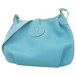 Hermès-Sac à épaule Hermes Rodeo Togo Bleu Jean-Bleu