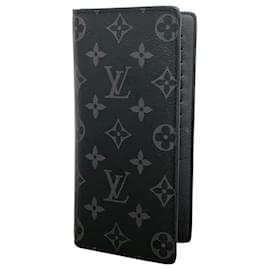 Louis Vuitton-Portefeuille Long Louis Vuitton Monogram Eclipse-Marron,Noir