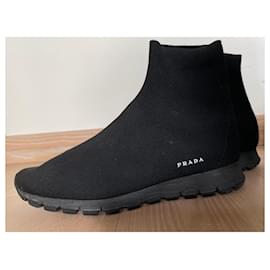 Prada-Prada Sport Knit black ankle boots, size 7.5.-Black
