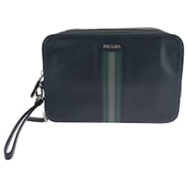Prada-Prada Saffiano Leather Clutch Bag-Black