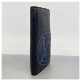 Louis Vuitton-Portefeuille Long Taurillon Brazza Louis Vuitton-Noir,Bleu