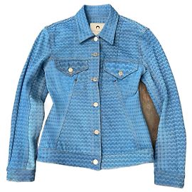 Chaqueta Marine Serre de denim con estampado Moon azul Azul