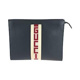 Gucci-Gucci Web Stripe Clutch Bag-Black,White