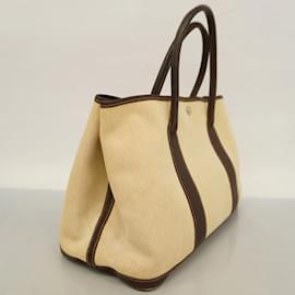 Hermès-Sac Tote Hermes Jardin PM Toile H-Marron