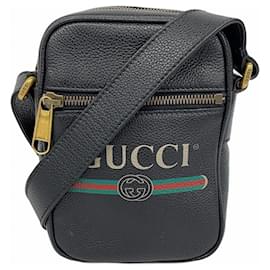 Gucci-Gucci Black Leather Shoulder Bag-Black