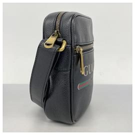 Gucci-Gucci Black Leather Shoulder Bag-Black