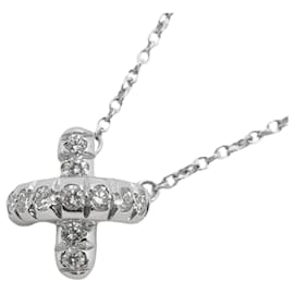 Tiffany & Co-Tiffany Cross Stitch Necklace in Platinum and Diamond-Other
