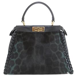 Fendi-Fendi Peekaboo Medium Leather Pony Shoulder Bag-Black