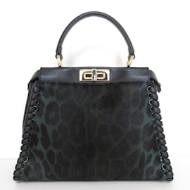 Fendi-Fendi Peekaboo Medium Leather Pony Shoulder Bag-Black
