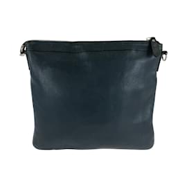 Gucci-GUCCI Dark Grey Leather Shoulder Bag Pochette-Dark grey