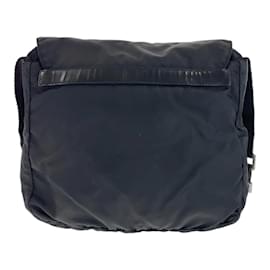 Prada-Prada Tessuto Triangle Logo Plate Messenger Bag-Black