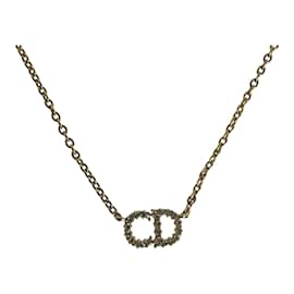 Christian Dior-Christian Dior Clair D Lune Gold Metal Rhinestone Necklace-Golden