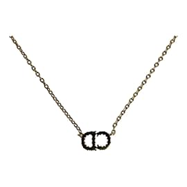 Christian Dior-Christian Dior Clair D Lune Gold Metal Rhinestone Necklace-Golden