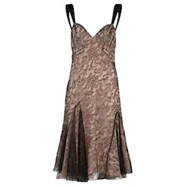 John Galliano-Nude Lace Dress-Black,Beige