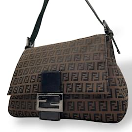 Fendi-Sac à épaule Fendi Zucchino-Marron,Noir