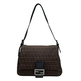 Fendi-Sac à épaule Fendi Zucchino-Marron,Noir