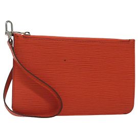 LOUIS VUITTON Epi Neverfull PM Pouch Orange LV Auth BA1936 Orange