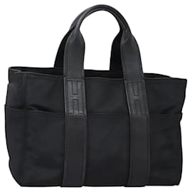 Hermès-HERMES Acape Luco PM Hand Bag Nylon Black Silver Auth 124417-Black,Silvery