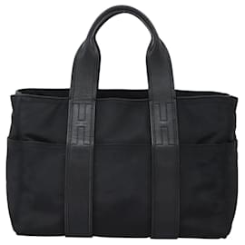 Hermès-HERMES Acape Luco PM Hand Bag Nylon Black Silver Auth 124417-Black,Silvery