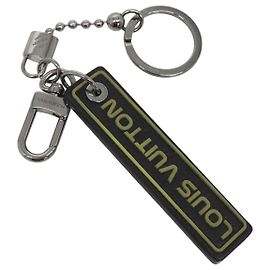 LOUIS VUITTON Porte Cles Tab Key Ring Leather Black MP2211 LV Auth bs25709 Black