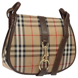 Autre Marque-Burberrys Nova Check Shoulder Bag Canvas Beige Gold Auth BA1738-Beige,Golden