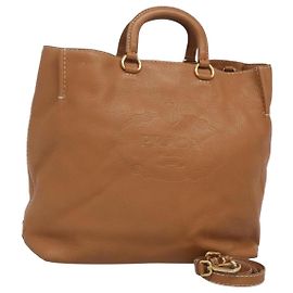 PRADA Sac à main en cuir 2 voies beige or Auth sw742 Beige Doré
