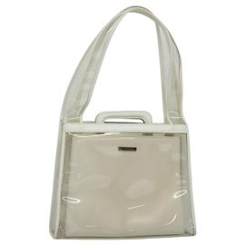 GUCCI Shoulder Bag Vinyl Leather Clear White Auth bs25937 White Other