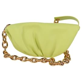 Autre Marque-BOTTEGA VENETA The Chain Pouch Leather Yellow Gold Auth 123813AM-Golden,Yellow