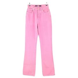 Jacquemus-Pink Cotton Straight Jeans-Pink