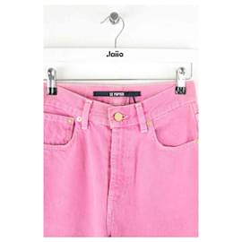 Jacquemus-Pink Cotton Straight Jeans-Pink