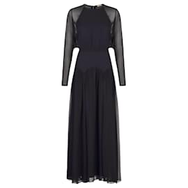 John Galliano-Backless chiffon dress-Blue