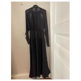 John Galliano-Backless chiffon dress-Blue