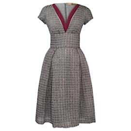 John Galliano-Gray Dress-Grey,Dark red