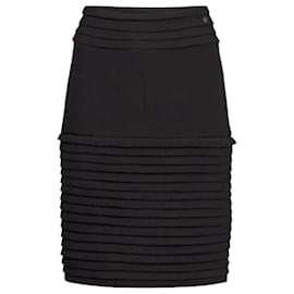 Chanel-Structured Pleated Skirt-Black