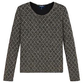 Chanel Silver Sequin Long Sleeve Top Silvery