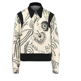 Dries Van Noten Samtbluse Velvet Black Schwarz Beige