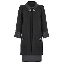 Casaco Chanel de tweed preto com acabamentos em couro Preto Cinza
