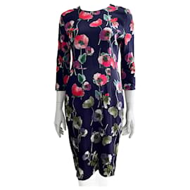 Autre Marque-Stunning navy dress with poppy pattern-Multiple colors,Navy blue