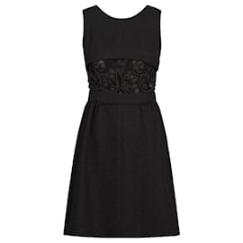 Chanel-Black Openwork Lace Dress-Black