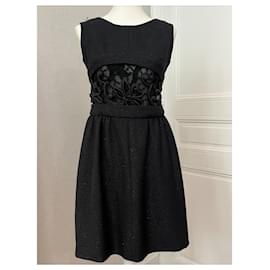Chanel-Black Openwork Lace Dress-Black