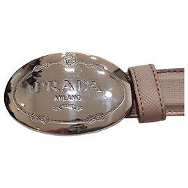 Cinturón Prada de piel saffiano beige Rosa
