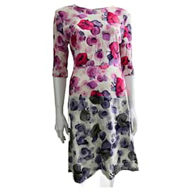 Autre Marque-Stunning office dress with abstract rose pattern-Pink,Multiple colors,Purple