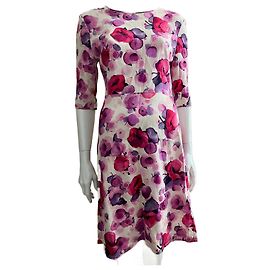Autre Marque Stunning office dress with abstract rose pattern Pink Multiple colors Purple