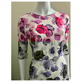 Autre Marque-Stunning office dress with abstract rose pattern-Pink,Multiple colors,Purple