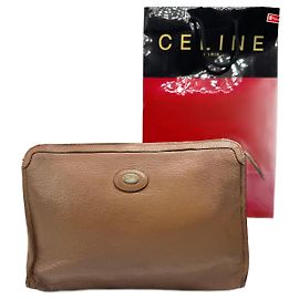 Céline Clutch de couro vintage Celine Paris marrom Marrom