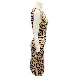Givenchy-Givenchy Tan / Pink Leopard Print Knit Midi Dress-Camel