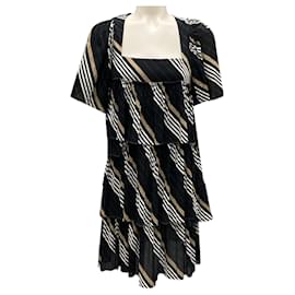 Sonia Rykiel-Sonia Rykiel Black Multi Striped Layered Dress-Black