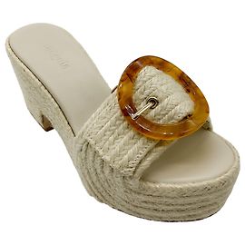 Sandale à plateforme en raphia Cleia Ivory de Cult Gaia Écru