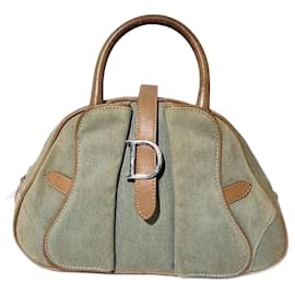 Christian Dior-Christian Dior Denim Double Saddle Bag Blue/Brown-Brown,Blue